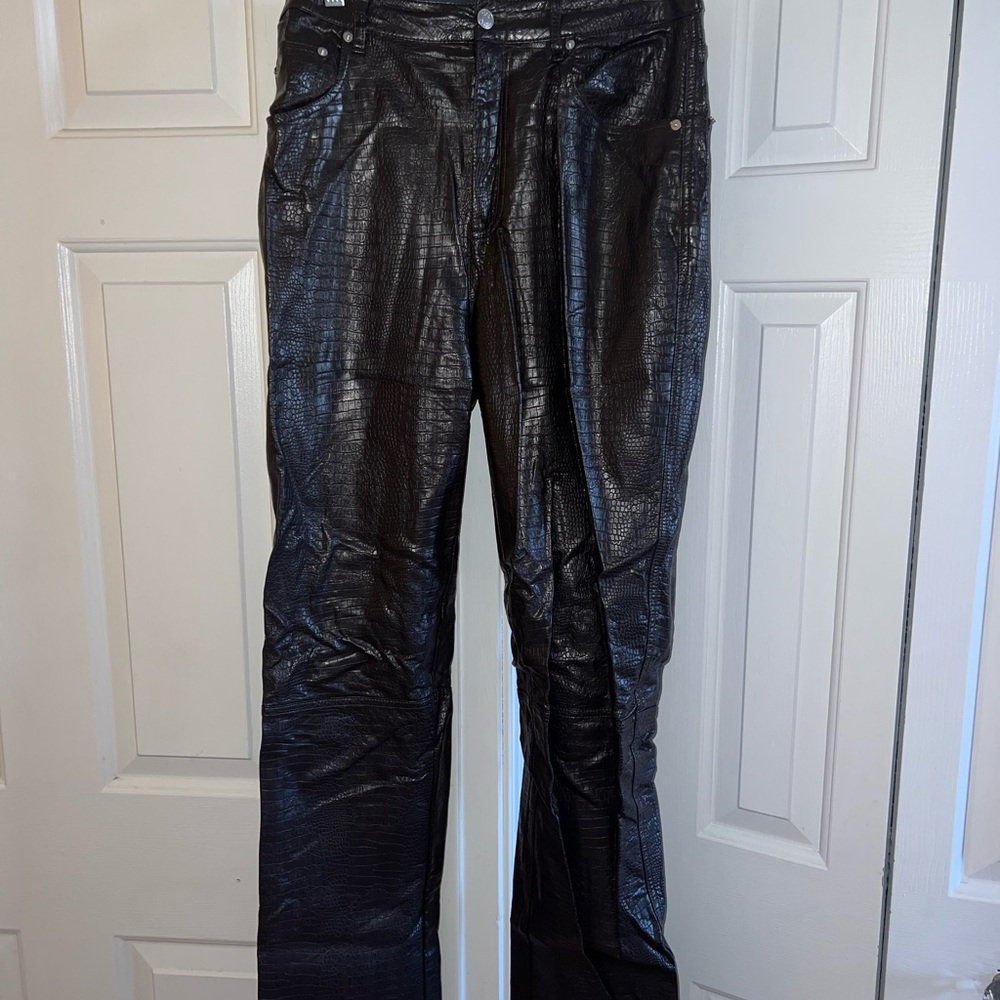 ASOS Brown Croc Textured TALL Straight Leg Pants
